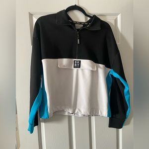 DKNY black/teal quarter zip